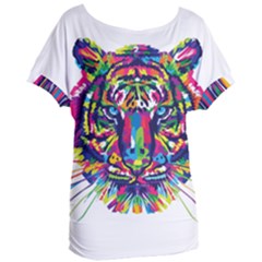 Tiger - White Background Women s Oversized Tee by WensdaiAmbrose