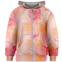 Wonderful Floral Design, Soft Colors Kids  Zipper Hoodie Without Drawstring by FantasyWorld7
