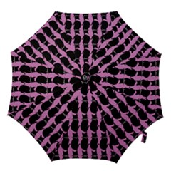 Cat Silouette Pattern Pink Hook Handle Umbrellas (large) by snowwhitegirl
