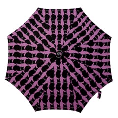 Cat Silouette Pattern Pink Hook Handle Umbrellas (small)