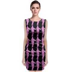 Cat Silouette Pattern Pink Classic Sleeveless Midi Dress by snowwhitegirl