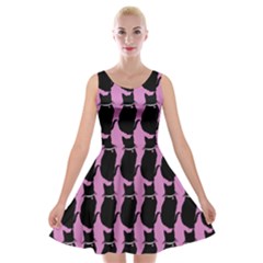 Cat Silouette Pattern Pink Velvet Skater Dress by snowwhitegirl