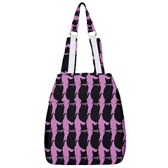 Cat Silouette Pattern Pink Center Zip Backpack by snowwhitegirl