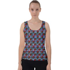 Roses Blue Plaid Velvet Tank Top by snowwhitegirl