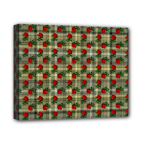 Roses Yellow Plaid Canvas 10  X 8  (stretched) by snowwhitegirl