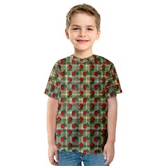 Roses Yellow Plaid Kids  Sport Mesh Tee