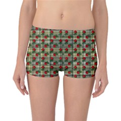 Roses Yellow Plaid Boyleg Bikini Bottoms