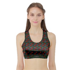 Roses Black Plaid Sports Bra With Border