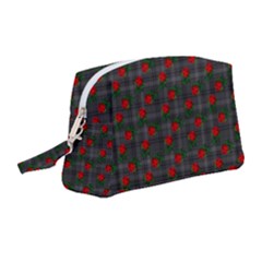 Roses Black Plaid Wristlet Pouch Bag (medium) by snowwhitegirl