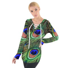 Peacock Feathers Tie Up Tee by snowwhitegirl