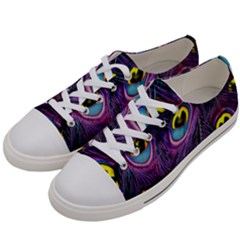 Peacock Feathers Purple Women s Low Top Canvas Sneakers by snowwhitegirl