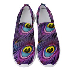 Peacock Feathers Purple Women s Slip On Sneakers by snowwhitegirl