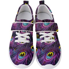 Peacock Feathers Purple Men s Velcro Strap Shoes by snowwhitegirl