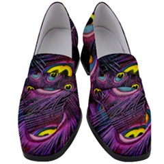 Peacock Feathers Purple Women s Chunky Heel Loafers by snowwhitegirl