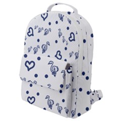 Duck Family Blue Pattern Flap Pocket Backpack (small)