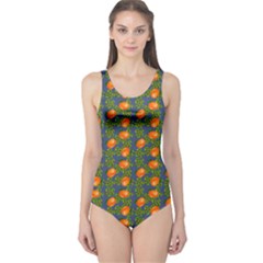 Mandarins Teal Blue One Piece Swimsuit