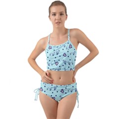 Duck Family Blue Pink Hearts Pattern Mini Tank Bikini Set by snowwhitegirl