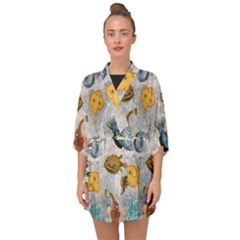 Sea World Vintage Pattern Half Sleeve Chiffon Kimono by Valentinaart