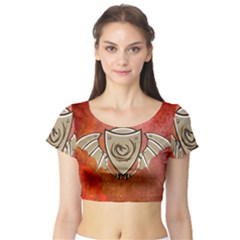 Wonderful Dragon On A Shield With Wings Short Sleeve Crop Top by FantasyWorld7