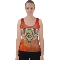 Wonderful Dragon On A Shield With Wings Velvet Tank Top