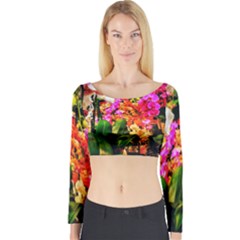 Orchids in the Market Long Sleeve Crop Top