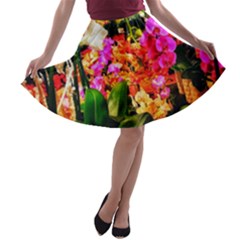 Orchids in the Market A-line Skater Skirt