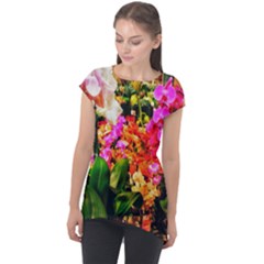 Orchids in the Market Cap Sleeve High Low Top