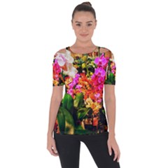 Orchids in the Market Shoulder Cut Out Short Sleeve Top