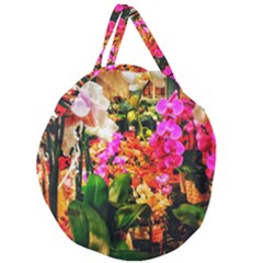 Orchids in the Market Giant Round Zipper Tote