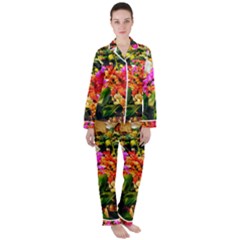 Orchids in the Market Satin Long Sleeve Pyjamas Set