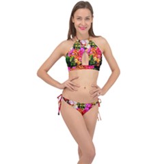 Orchids in the Market Cross Front Halter Bikini Set