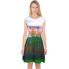 Field Of Goldenrod Capsleeve Midi Dress by okhismakingart