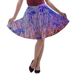 Sedum And Turquoise A-line Skater Skirt by okhismakingart