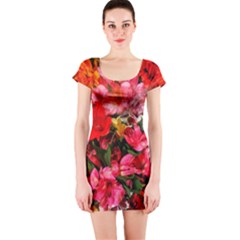 Lovely Lilies  Short Sleeve Bodycon Dress by okhismakingart