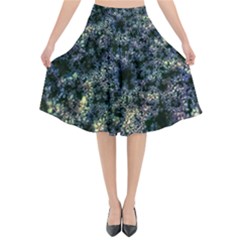 Queen Annes Lace In Blue And Yellow Flared Midi Skirt by okhismakingart