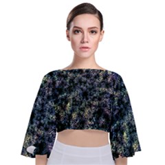 Queen Annes Lace In Blue And Yellow Tie Back Butterfly Sleeve Chiffon Top by okhismakingart