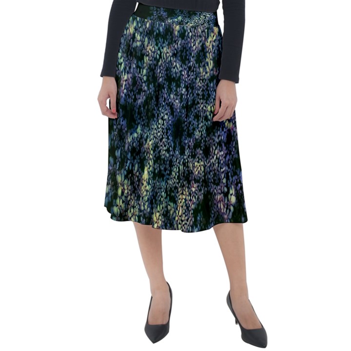 Queen Annes Lace in Blue and Yellow Classic Velour Midi Skirt 