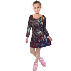 Chamber Of Reflection Kids  Long Sleeve Velvet Dress by okhismakingart