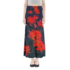 Neon Orange Butterfly Weed Full Length Maxi Skirt by okhismakingart