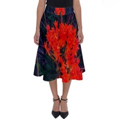 Neon Orange Butterfly Weed Perfect Length Midi Skirt by okhismakingart
