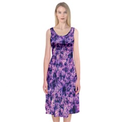 Queen Annes Lace In Purple And White Midi Sleeveless Dress