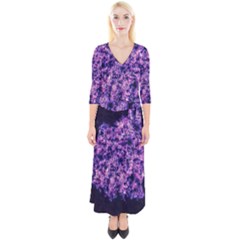 Queen Annes Lace In Purple And White Quarter Sleeve Wrap Maxi Dress by okhismakingart