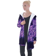 Queen Annes Lace In Purple And White Longline Hooded Cardigan