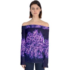 Queen Annes Lace In Purple And White Off Shoulder Long Sleeve Top by okhismakingart