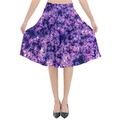 Queen Annes Lace In Purple And White Flared Midi Skirt by okhismakingart