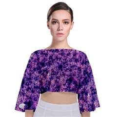 Queen Annes Lace In Purple And White Tie Back Butterfly Sleeve Chiffon Top by okhismakingart