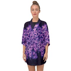 Queen Annes Lace In Purple And White Half Sleeve Chiffon Kimono by okhismakingart