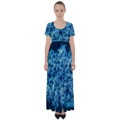 Queen Annes Lace In Neon Blue High Waist Short Sleeve Maxi Dress by okhismakingart