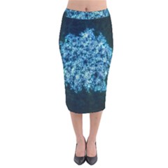 Queen Annes Lace In Neon Blue Velvet Midi Pencil Skirt