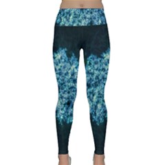 Queen Annes Lace In Neon Blue Lightweight Velour Classic Yoga Leggings by okhismakingart